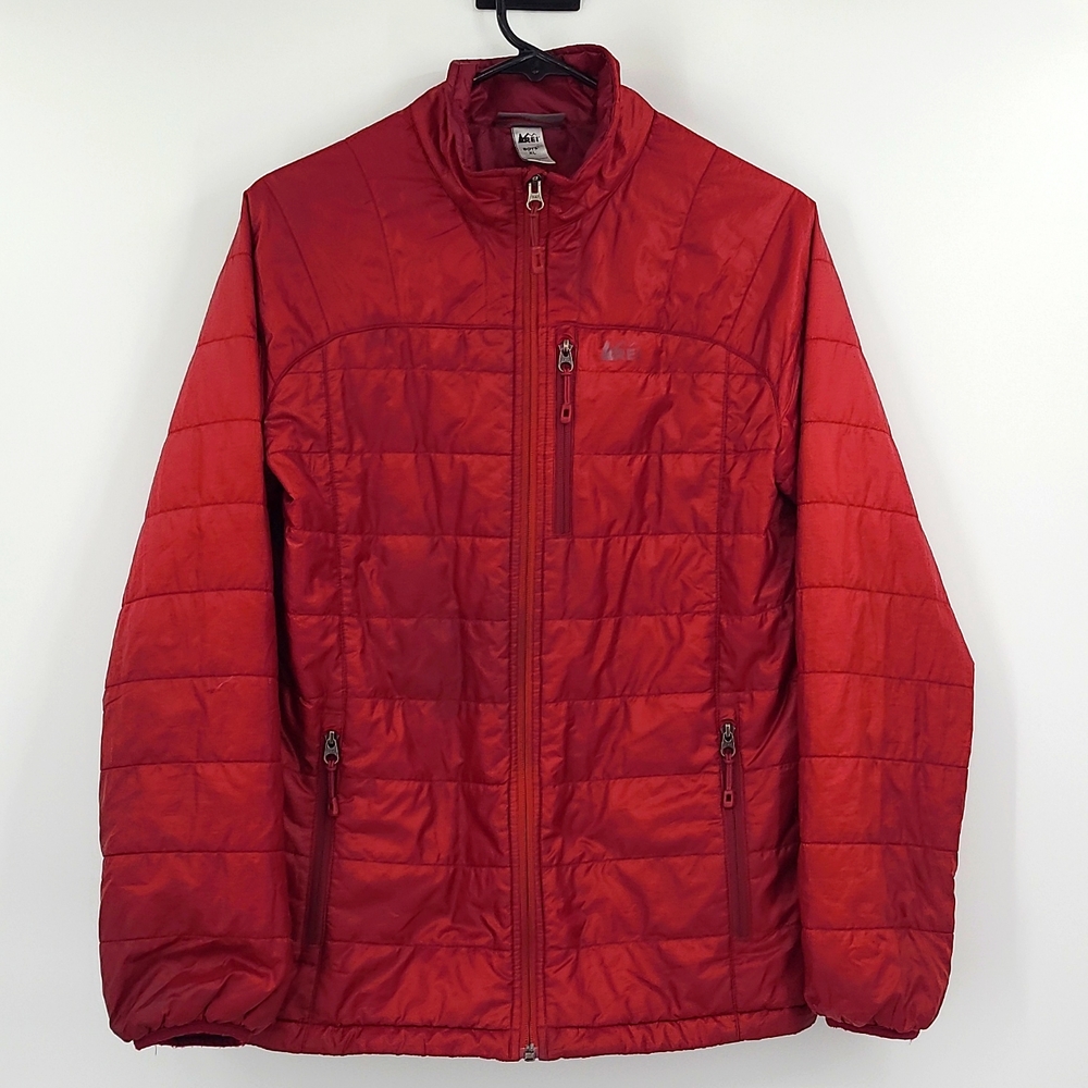 REI XL Dark Red long sleeve zip up lightweight jacket winter fall snow